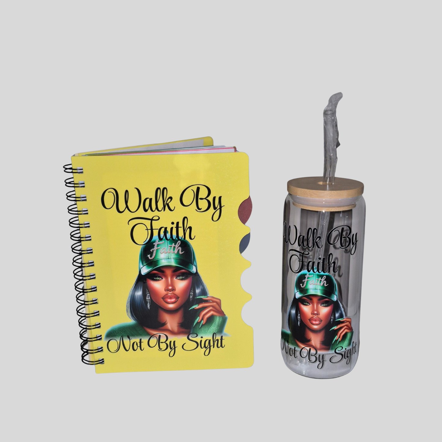 Walk By Faith – Inspirational Journal & Glass Cup Bundle