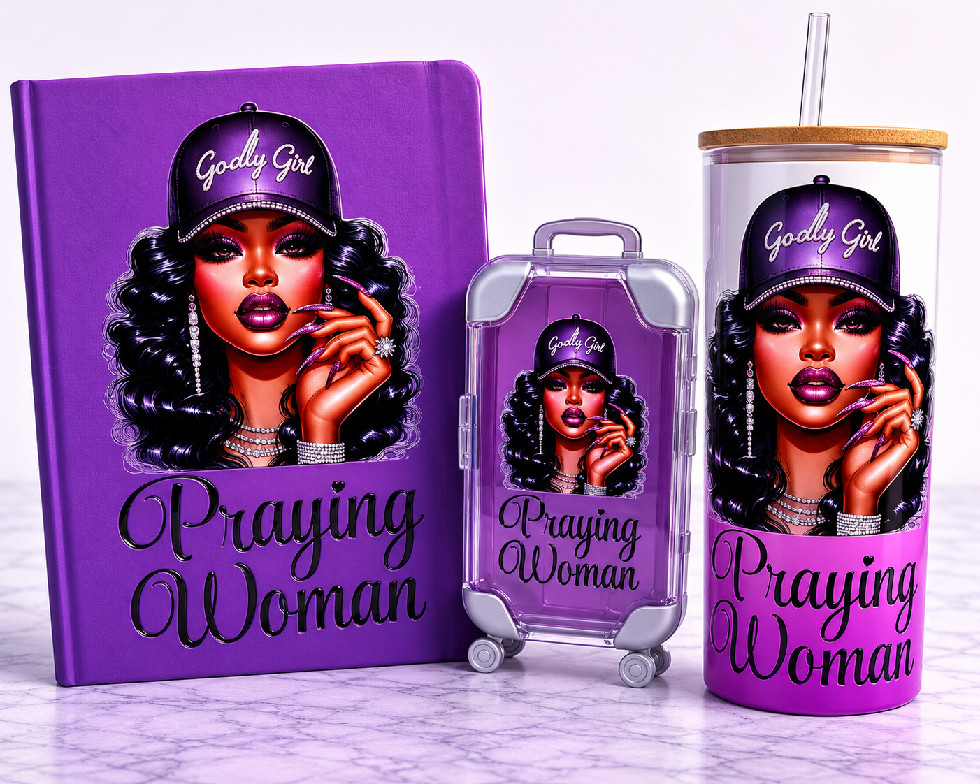 Praying Women Libby glass & Mini Case Bundle